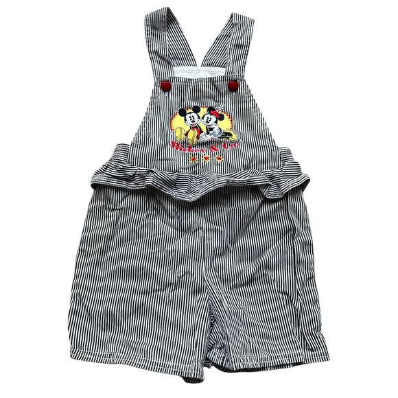 Mickey & Co. Disney Mickey and Mickey Mouse Pinstripe Overalls Kids Sz M 5/6 - Picture 2 of 6